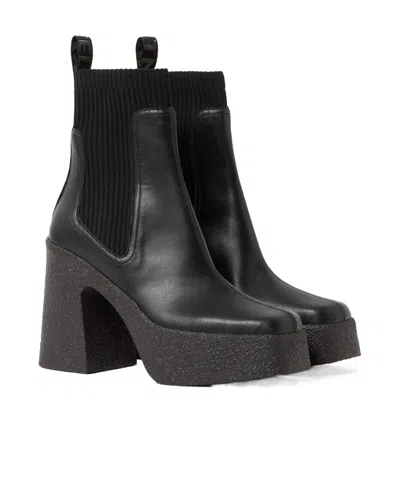 Stella Mccartney Black Skyla Heeled Sock Chelsea Boots In Black
