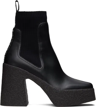 Stella Mccartney Black Skyla Heeled Sock Chelsea Boots In Black