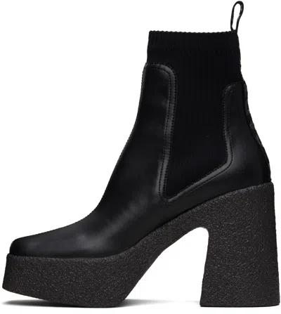 Stella Mccartney Black Skyla Heeled Sock Chelsea Boots In Black