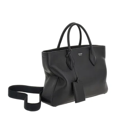 Ferragamo Monogram Structured Leather Tote Bag In Black