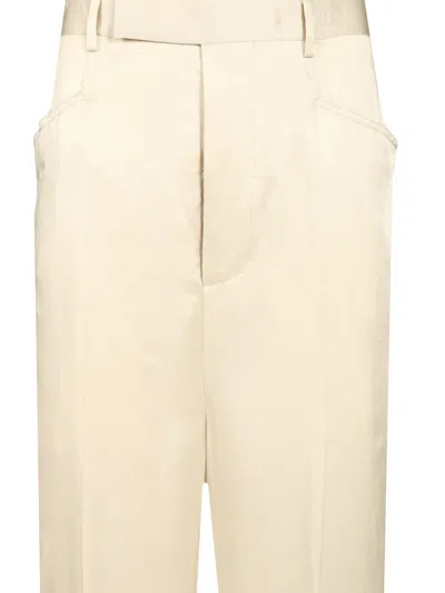 Rick Owens Silk Charmeuse Trousers White In Neutral