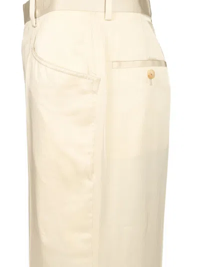 Rick Owens Silk Charmeuse Trousers White In Neutral