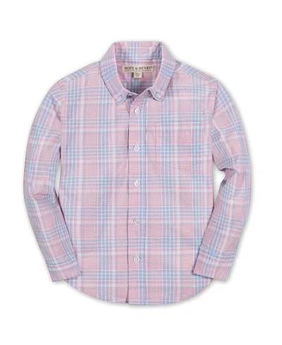 Hope & Henry Boys' Organic Stretch Poplin Shirt, Kids In Pink