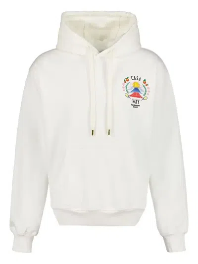 Casablanca Cotton Sweatshirt With Front Pocket And Hood In Neutral