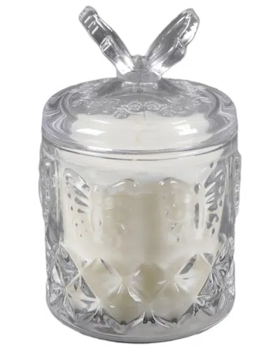 Flora Bunda 7oz Glass Candle With Butterfly Lid - Vanilla In Transparent