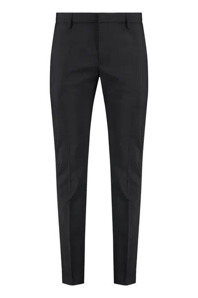 Dondup Wool Trousers With Belt Loops And Pockets In Black