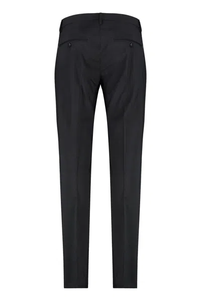 Dondup Wool Trousers With Belt Loops And Pockets In Black