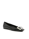 Roger Vivier Trompette Bellerine Glossed-leather Ballet Flats In Nero|nero
