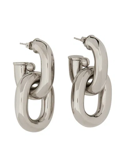 Rabanne Orecchini Doppio Cerchio Xl Link In Metallic