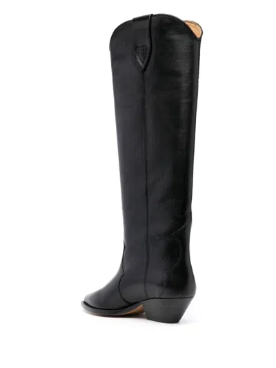 Isabel Marant 40mm Denvee Leather Boots In Black