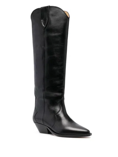 Isabel Marant 40mm Denvee Leather Boots In Black