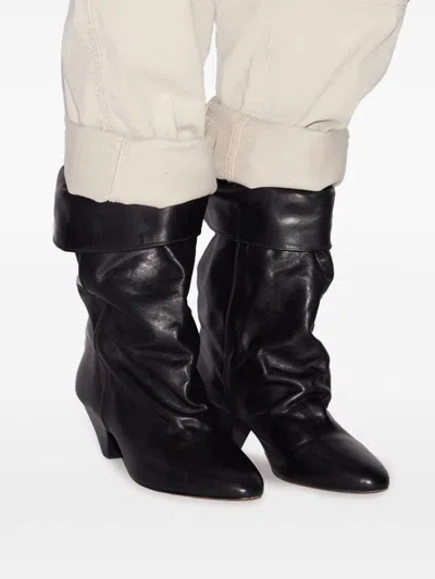 Isabel Marant 40mm Ryska-gb Leather Slouchy Boots In Black