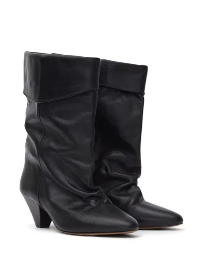 Isabel Marant 40mm Ryska-gb Leather Slouchy Boots In Black