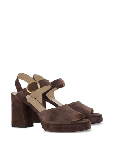 Valentino Fawcette Suede Platform Sandals With 100mm Heel In Brown
