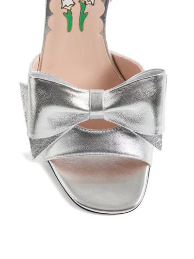 Valentino Bowow Metallic Leather Sandals In Metallic
