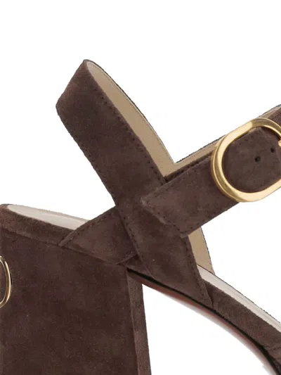 Valentino Fawcette Suede Platform Sandals With 100mm Heel In Brown