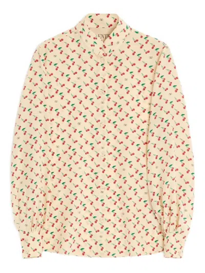 Valentino Crepe De Chine Shirt With Cherryfic Print