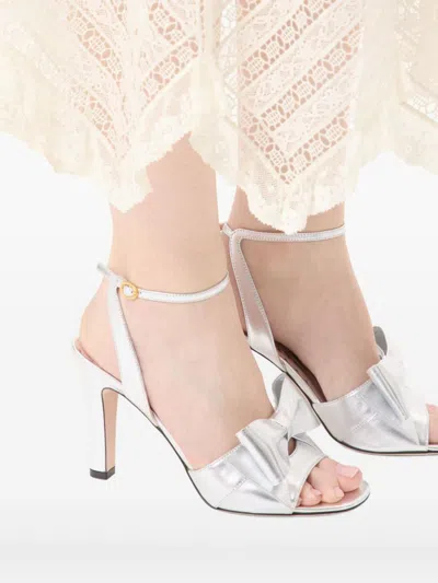Valentino Bowow Metallic Leather Sandals In Metallic