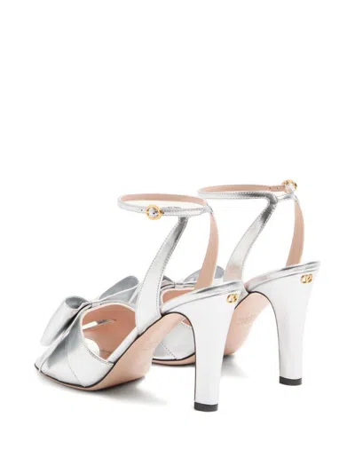 Valentino Bowow Metallic Leather Sandals In Metallic