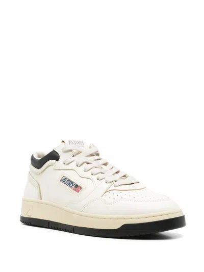 Autry Sneakers Med-way Mid In White And Blue Leather In Multi
