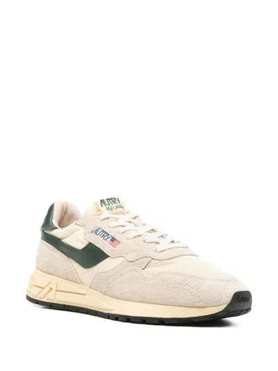 Autry Medalist Sneakers In Beige And Dark Green With Suede Inserts In Green