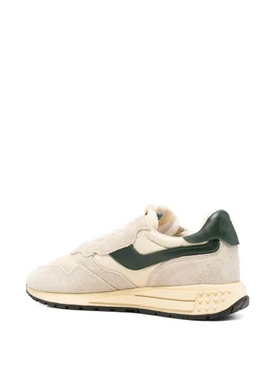 Autry Medalist Sneakers In Beige And Dark Green With Suede Inserts In Green