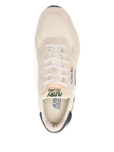 Autry Medalist Sneakers In Beige And Dark Green With Suede Inserts In Green