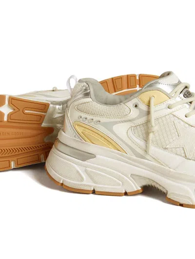 Golden Goose Lightstar White Low Top Sneakers With Logo Patch On The Tongue And Logo Lettering On The Heel In Lea In Neutral