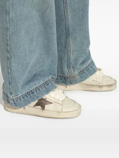 Golden Goose White Multicolor Shoes Flat Shoes In Gold