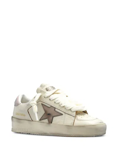 Golden Goose White Multicolor Shoes Flat Shoes In Gold