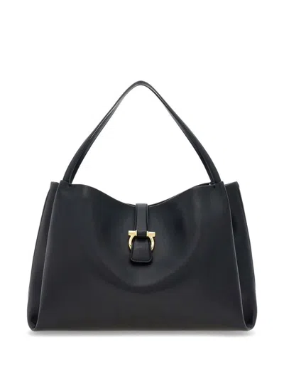 Ferragamo Tote Bag (l) Smooth Black Calfskin