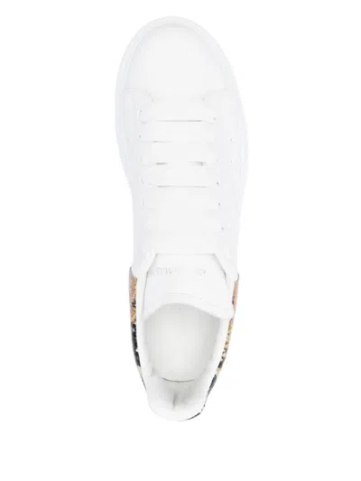 Alexander Mcqueen White Oversize Sneakers With Snake Print On The Heel In Leather Woman