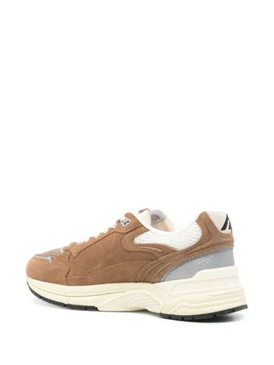 Autry Hyperway Sneakers In Cigar And Silver Mesh And Suede In Brown