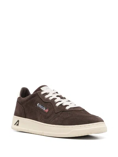 Autry Low-top Suede Sneakers With Rubber Sole And Lace-up Closure In Green