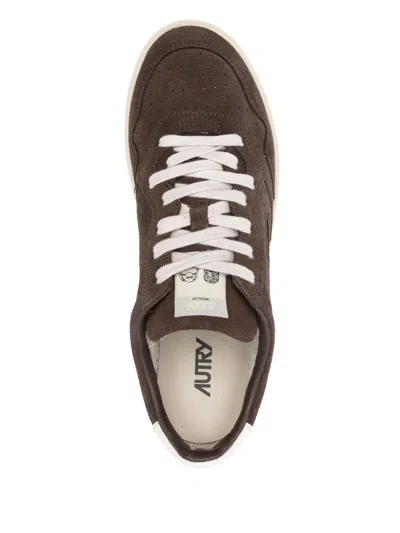 Autry Low-top Suede Sneakers With Rubber Sole And Lace-up Closure In Green