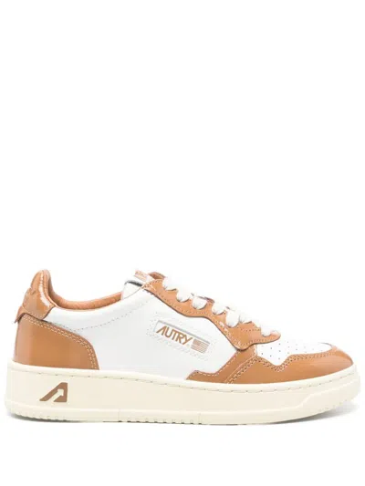 Autry Multicolour Leather Sneakers In Brown
