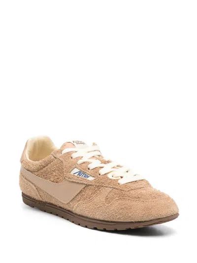 Autry Windspin Tonal Sneakers In Suede And Leather In Brown