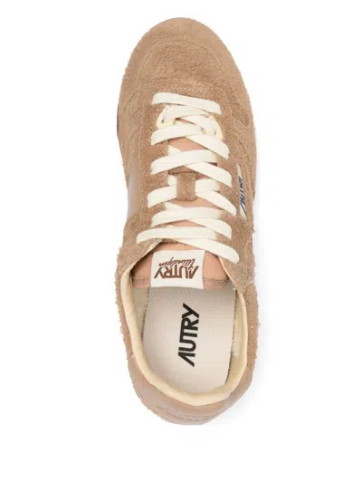 Autry Windspin Tonal Sneakers In Suede And Leather In Brown
