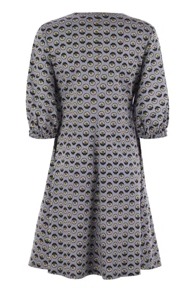 Weekend Max Mara Cinghia Patterned Cotton Dress In Gray