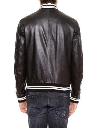 Shop Dolce & Gabbana Leather Jacket In Nero|nero