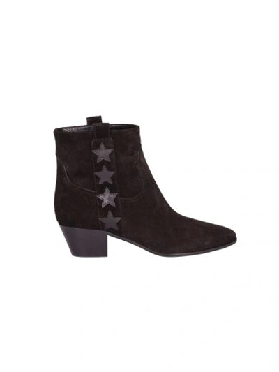 Shop Saint Laurent Wyatt 40 Side Stars Ankle Boots In Black