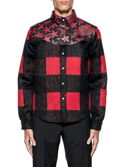 Shop Valentino Black/red Check And Camustars Wool Jacket In Black - Red