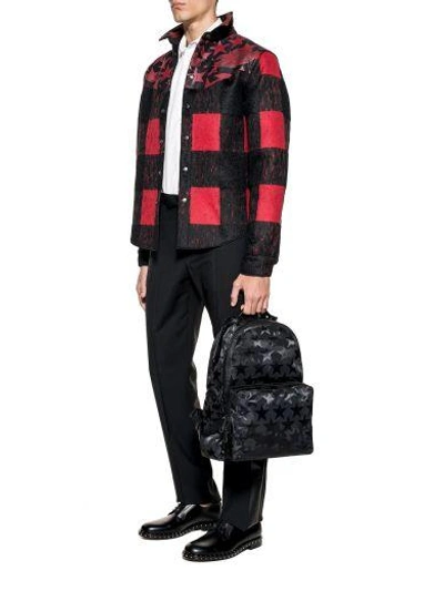 Shop Valentino Black/red Check And Camustars Wool Jacket In Black - Red