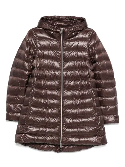 Herno Chocolate Colored Quilted Down Jacket In Brown