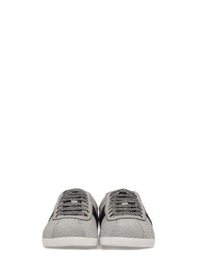 Shop Gucci Silver Glitter Sneakers In Gray