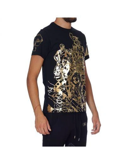 Shop Philipp Plein Power Team Tshirt In Black Gold
