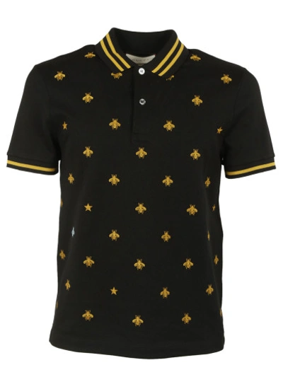 Shop Gucci Cotton With Bees Polo Shirt In Black