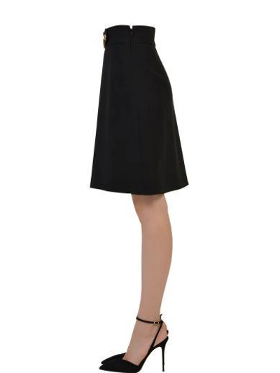 Shop Gucci Wool And Silk Skirt With Gg Detail In Black