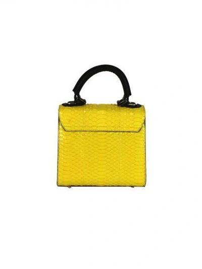 Shop Les Petits Joueurs Yellow Printed Leather Micro Alex Handbag