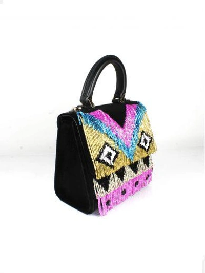 Shop Les Petits Joueurs Black Micro Alex Fring Handbag In Black Multi